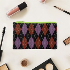 Knit Geometric Plaid Fabric Pattern Cosmetic Bag (xs) by paulaoliveiradesign