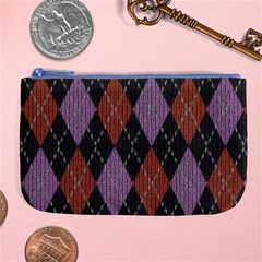 Knit Geometric Plaid Fabric Pattern Large Coin Purse by paulaoliveiradesign