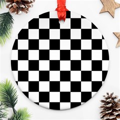 Grid Domino Bank And Black Ornament (round) by Nexatart