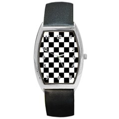 Grid Domino Bank And Black Barrel Style Metal Watch by Nexatart