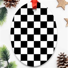 Grid Domino Bank And Black Oval Ornament (two Sides) by Nexatart