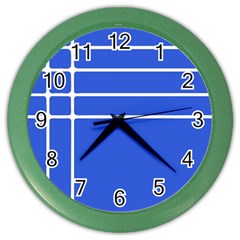 Stripes Pattern Template Texture Blue Color Wall Clocks by Nexatart