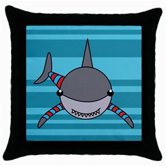 Shark Sea Fish Animal Ocean Throw Pillow Case (black) by Nexatart