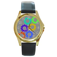 Gear Transmission Options Settings Round Gold Metal Watch by Nexatart