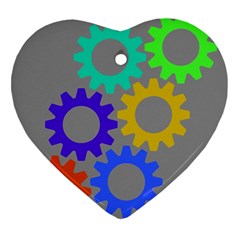 Gear Transmission Options Settings Heart Ornament (two Sides) by Nexatart