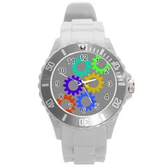 Gear Transmission Options Settings Round Plastic Sport Watch (l) by Nexatart