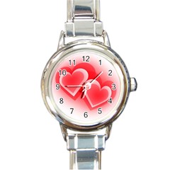 Heart Love Romantic Art Abstract Round Italian Charm Watch by Nexatart