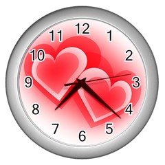 Heart Love Romantic Art Abstract Wall Clocks (silver)  by Nexatart