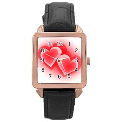 Heart Love Romantic Art Abstract Rose Gold Leather Watch  by Nexatart