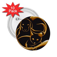 Gold Dog Cat Animal Jewel Dor¨| 2 25  Buttons (10 Pack)  by Nexatart