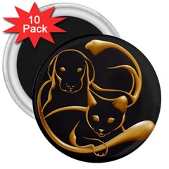 Gold Dog Cat Animal Jewel Dor¨| 3  Magnets (10 Pack)  by Nexatart