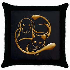 Gold Dog Cat Animal Jewel Dor¨| Throw Pillow Case (black) by Nexatart