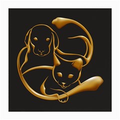 Gold Dog Cat Animal Jewel Dor¨| Medium Glasses Cloth (2-side) by Nexatart