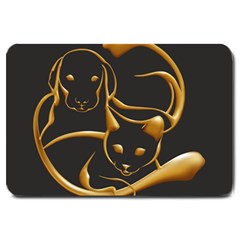 Gold Dog Cat Animal Jewel Dor¨| Large Doormat  by Nexatart