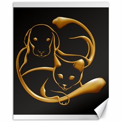 Gold Dog Cat Animal Jewel Dor¨| Canvas 11  X 14  