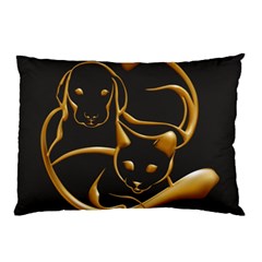 Gold Dog Cat Animal Jewel Dor¨| Pillow Case by Nexatart