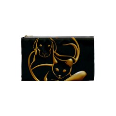 Gold Dog Cat Animal Jewel Dor¨| Cosmetic Bag (small)  by Nexatart