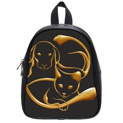 Gold Dog Cat Animal Jewel Dor¨| School Bag (small) by Nexatart