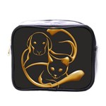 Gold Dog Cat Animal Jewel Dor¨| Mini Toiletries Bags Front