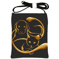 Gold Dog Cat Animal Jewel Dor¨| Shoulder Sling Bags by Nexatart