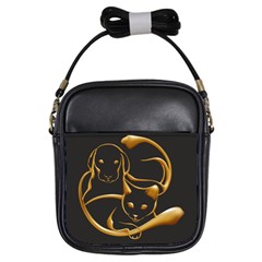 Gold Dog Cat Animal Jewel Dor¨| Girls Sling Bags by Nexatart