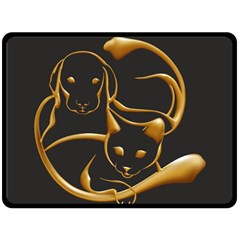 Gold Dog Cat Animal Jewel Dor¨| Fleece Blanket (large)  by Nexatart