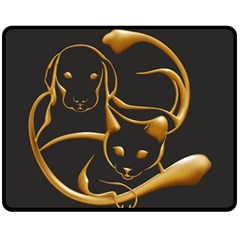 Gold Dog Cat Animal Jewel Dor¨| Fleece Blanket (medium)  by Nexatart