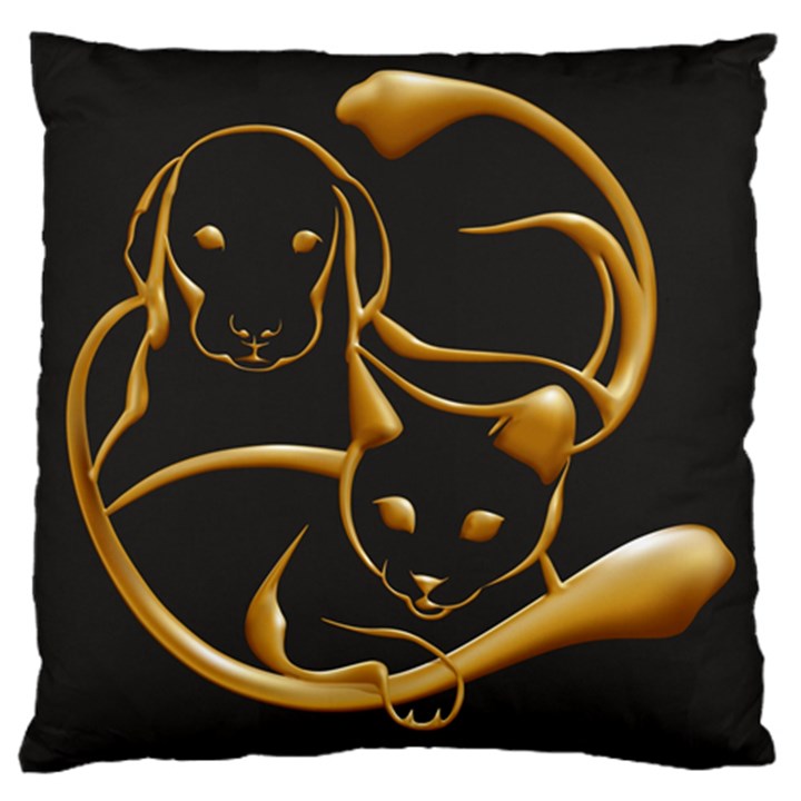 Gold Dog Cat Animal Jewel Dor¨| Large Cushion Case (One Side)