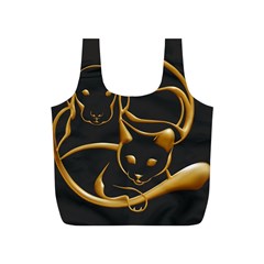 Gold Dog Cat Animal Jewel Dor¨| Full Print Recycle Bags (s)  by Nexatart