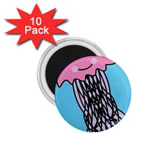 Jellyfish Cute Illustration Cartoon 1 75  Magnets (10 Pack)  by Nexatart