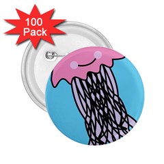 Jellyfish Cute Illustration Cartoon 2 25  Buttons (100 Pack)  by Nexatart