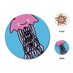 Jellyfish Cute Illustration Cartoon Playing Cards (round)  by Nexatart