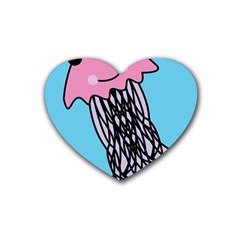 Jellyfish Cute Illustration Cartoon Rubber Coaster (heart)  by Nexatart