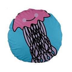 Jellyfish Cute Illustration Cartoon Standard 15  Premium Round Cushions by Nexatart