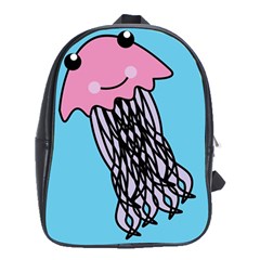 Jellyfish Cute Illustration Cartoon School Bag (xl) by Nexatart