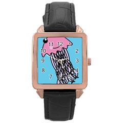 Jellyfish Cute Illustration Cartoon Rose Gold Leather Watch  by Nexatart