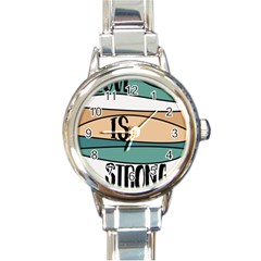 Love Sign Romantic Abstract Round Italian Charm Watch by Nexatart