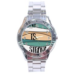 Love Sign Romantic Abstract Stainless Steel Analogue Watch by Nexatart