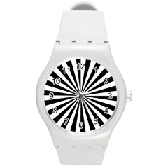 Rays Stripes Ray Laser Background Round Plastic Sport Watch (m) by Nexatart