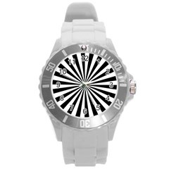 Rays Stripes Ray Laser Background Round Plastic Sport Watch (l) by Nexatart