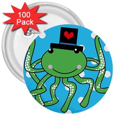 Octopus Sea Animal Ocean Marine 3  Buttons (100 pack) 