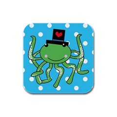 Octopus Sea Animal Ocean Marine Rubber Square Coaster (4 pack) 