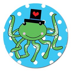 Octopus Sea Animal Ocean Marine Magnet 5  (Round)