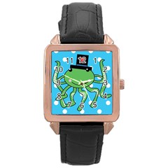 Octopus Sea Animal Ocean Marine Rose Gold Leather Watch 