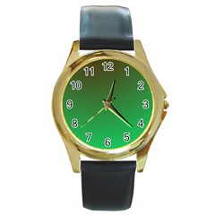 Course Colorful Pattern Abstract Green Round Gold Metal Watch by Nexatart