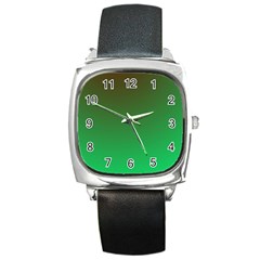 Course Colorful Pattern Abstract Green Square Metal Watch by Nexatart