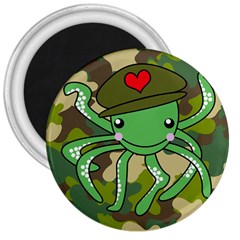 Octopus Army Ocean Marine Sea 3  Magnets by Nexatart