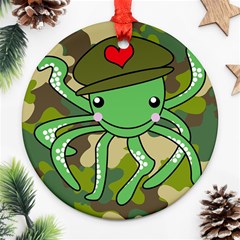 Octopus Army Ocean Marine Sea Ornament (round) by Nexatart