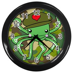 Octopus Army Ocean Marine Sea Wall Clocks (black) by Nexatart