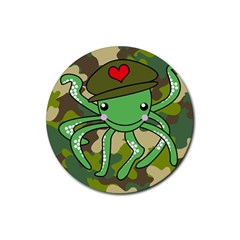 Octopus Army Ocean Marine Sea Rubber Round Coaster (4 Pack)  by Nexatart